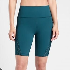 Athleta Hiit It 9" Bike Shorts Navy Blue Athletic Athleisure Women's Size S
